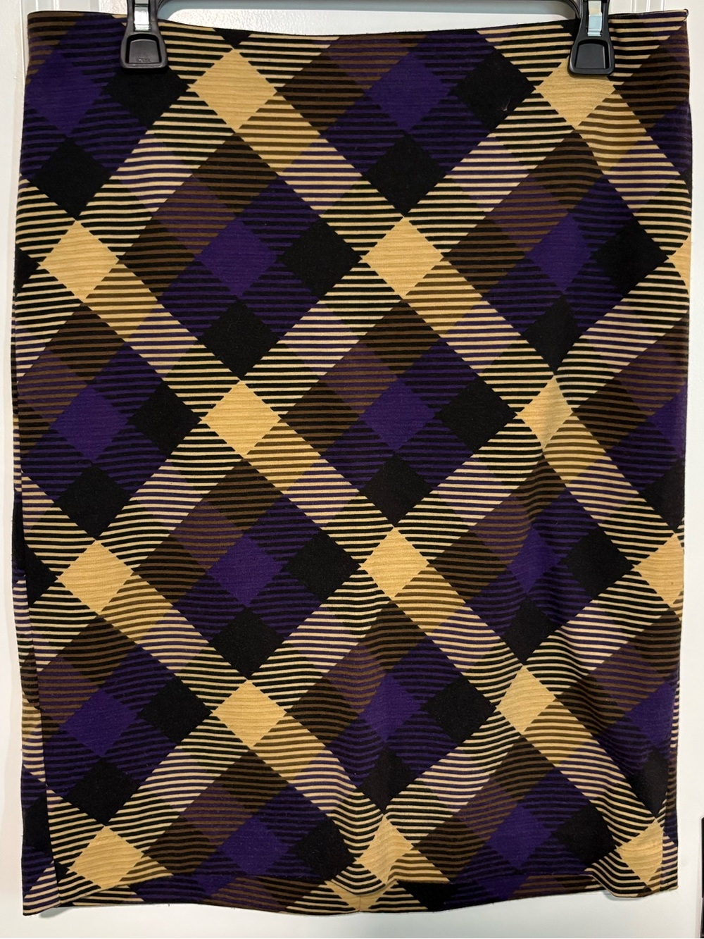 Grace Elements Purple Black & Gold Geometric Pencil Skirt Size Medium